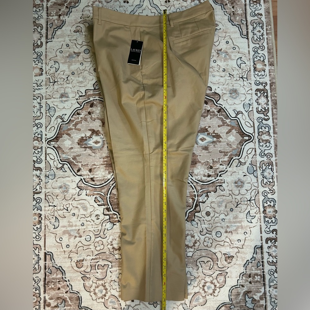 Ralph Lauren Double -Faced Stretch Cotton Pant in Birch Tan Size 16W - Picture 11 of 12